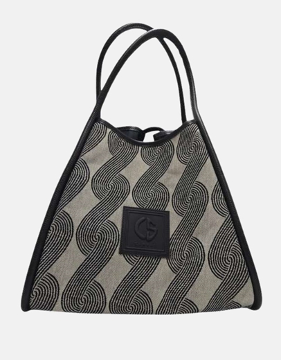 Εικόνα της Xειροποίητη τσάντα χειρός PASIPHAE Μπέζ/Μαύρο