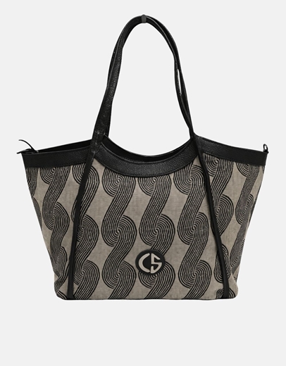 Εικόνα της Xειροποίητη τσάντα χειρός NAUSICA Μπέζ/Μαύρο