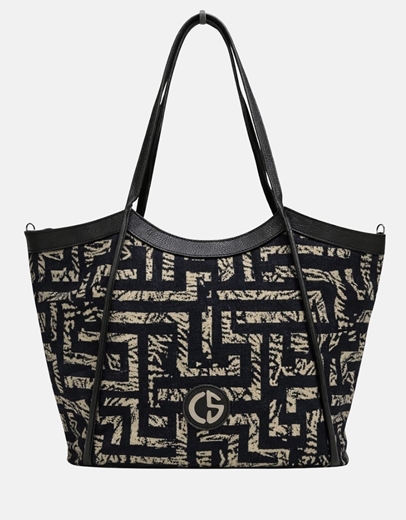 Εικόνα της Xειροποίητη τσάντα χειρός NAUSICA Μαύρο\Πλατίνα