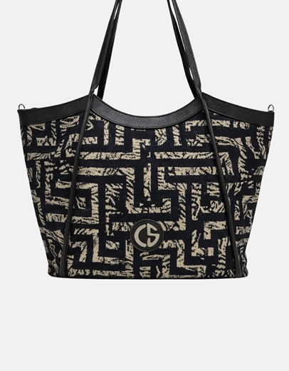 Εικόνα της Xειροποίητη τσάντα χειρός NAUSICA Μαύρο\Πλατίνα