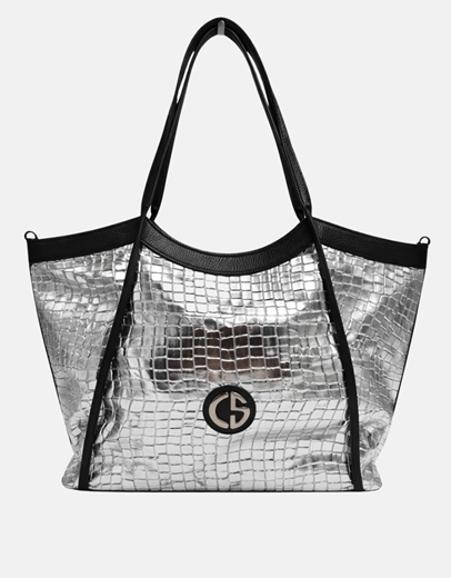 Εικόνα της Xειροποίητη τσάντα χειρός NAUSICA Ασημί