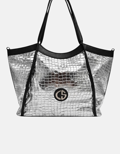 Εικόνα της Xειροποίητη τσάντα χειρός NAUSICA Ασημί