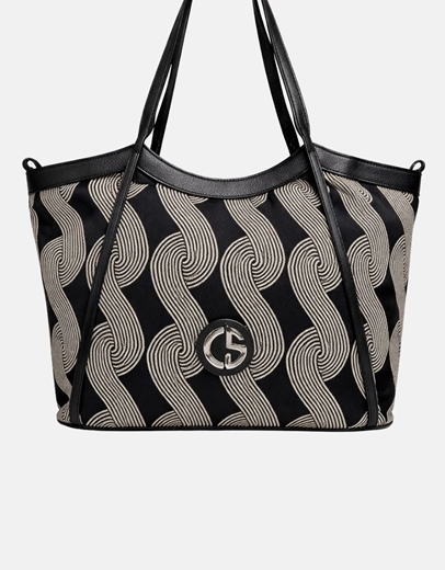 Εικόνα της Xειροποίητη τσάντα χειρός NAUSICA Μαύρο/Μπέζ