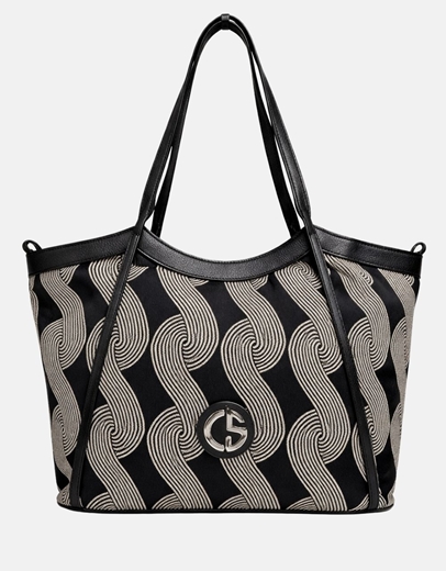 Εικόνα της Xειροποίητη τσάντα χειρός NAUSICA Μαύρο/Μπέζ