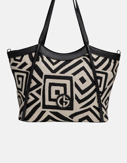 Εικόνα της Xειροποίητη τσάντα χειρός NAUSICA Μαύρο\Πούρο