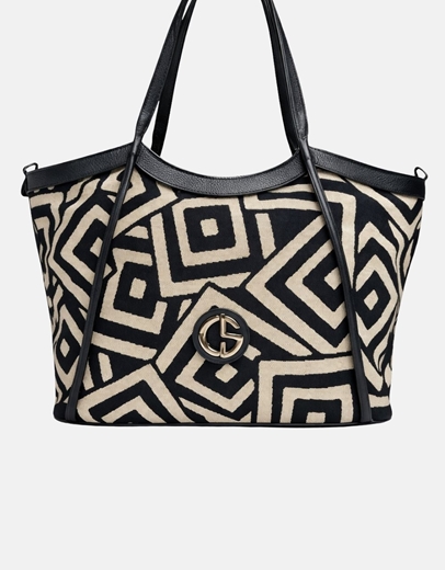 Εικόνα της Xειροποίητη τσάντα χειρός NAUSICA Πούρο\Μαύρο