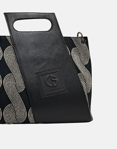 Εικόνα της Xειροποίητη τσάντα χειρός ARISTA Μαύρο/Μπέζ