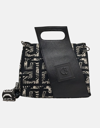 Εικόνα της Xειροποίητη τσάντα χειρός ARISTA Πούρο/Μαύρο