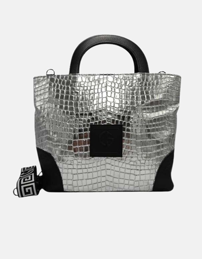 Εικόνα της Xειροποίητη τσάντα χειρός SOPHIA Ασημί