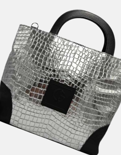 Εικόνα της Xειροποίητη τσάντα χειρός SOPHIA Ασημί