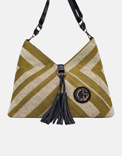 Εικόνα της Xειροποίητη τσάντα χειρός PHAEDRA Λαδί