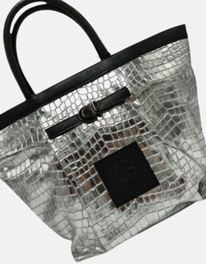 Εικόνα της Xειροποίητη τσάντα χειρός RHODEA Ασημί