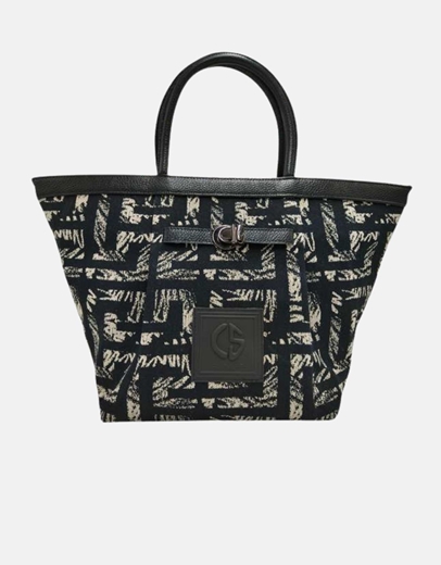 Εικόνα της Xειροποίητη τσάντα χειρός RHODEA Μαύρο/Μπέζ