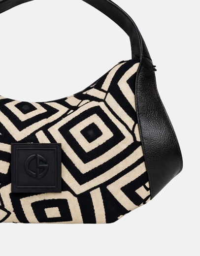 Εικόνα της Xειροποίητη τσάντα χειρός AEGLE Μπέζ/Μαύρο