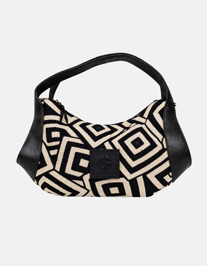 Εικόνα της Xειροποίητη τσάντα χειρός AEGLE Μπέζ/Μαύρο