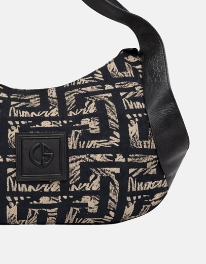 Εικόνα της Xειροποίητη τσάντα χειρός AEGLE Μαύρο/Μπέζ