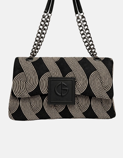 Εικόνα της Xειροποίητη τσάντα χειρός DEMETER Μαύρο/Μπέζ