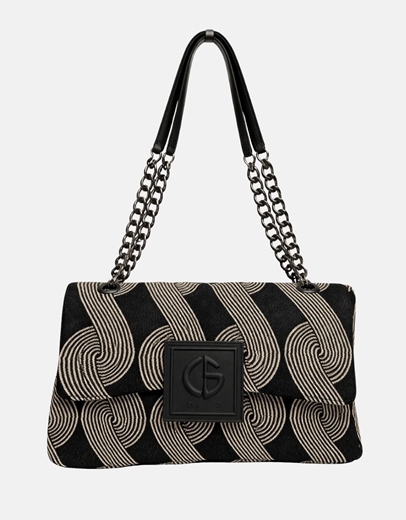 Εικόνα της Xειροποίητη τσάντα χειρός DEMETER Μαύρο/Μπέζ