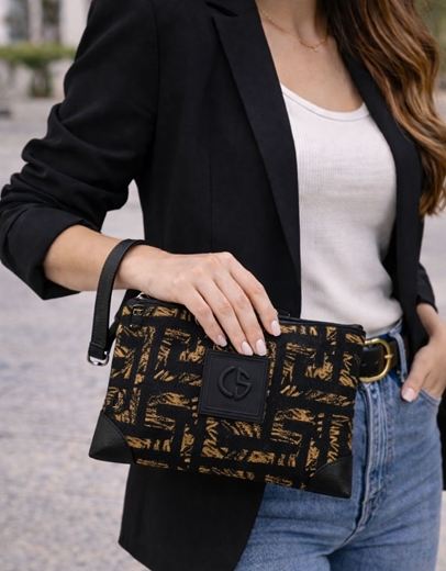 Εικόνα της Τσάντα φάκελος με λουρί AMELIA Μαύρο