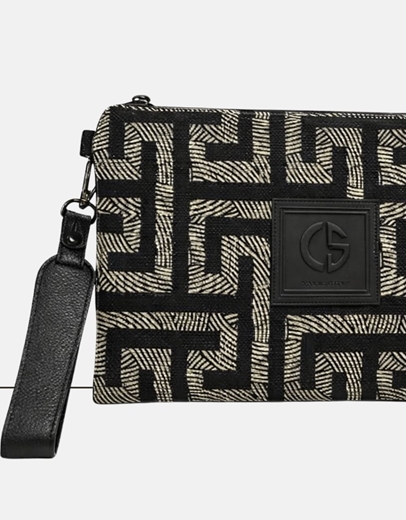 Εικόνα της Τσάντα φάκελος με λουρί AMELIA Μπεζ/Μαύρο