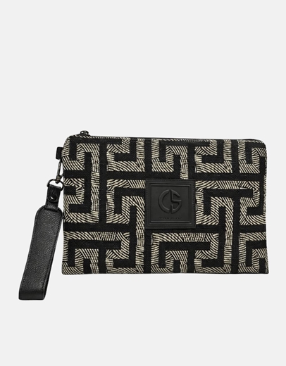 Εικόνα της Τσάντα φάκελος με λουρί AMELIA Μπεζ/Μαύρο