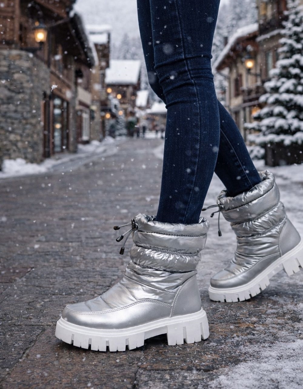 Εικόνα από Apres ski μποτάκια με τρακτερωτή σόλα Ασημί