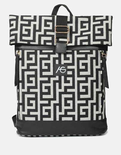 Εικόνα της Χειροποίητο σακίδιο πλάτης φάκελος με μαίανδρο Μαύρο