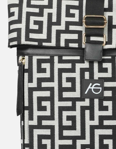 Εικόνα της Χειροποίητο σακίδιο πλάτης φάκελος με μαίανδρο Μαύρο