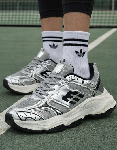 Εικόνα της Γυναικεία sneakers με chunky σόλα Ασημί