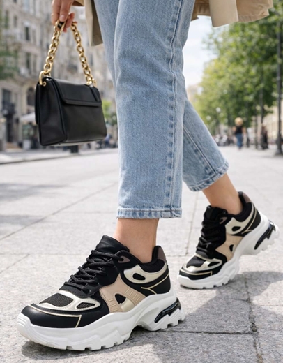 Εικόνα της Γυναικεία sneakers με chunky σόλα Μαύρο