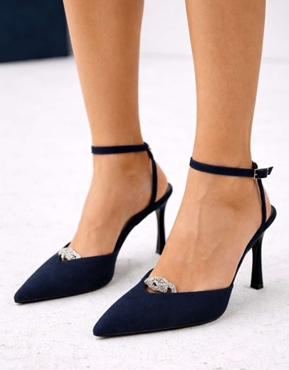 Εικόνα της Γόβες Ελληνικής κατασκευής με χιαστί λουράκια Μπλε