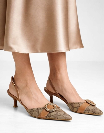 Εικόνα της Γόβες open heel Ελληνικής κατασκευής με αγκράφα Ταμπά