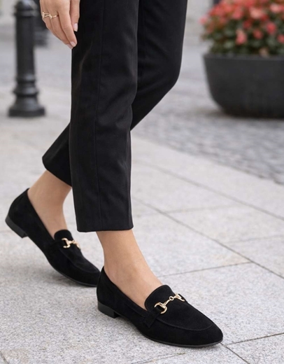 Εικόνα της Δερμάτινα loafers Ελληνικής κατασκευής με ανατομικό πάτο Μαύρο