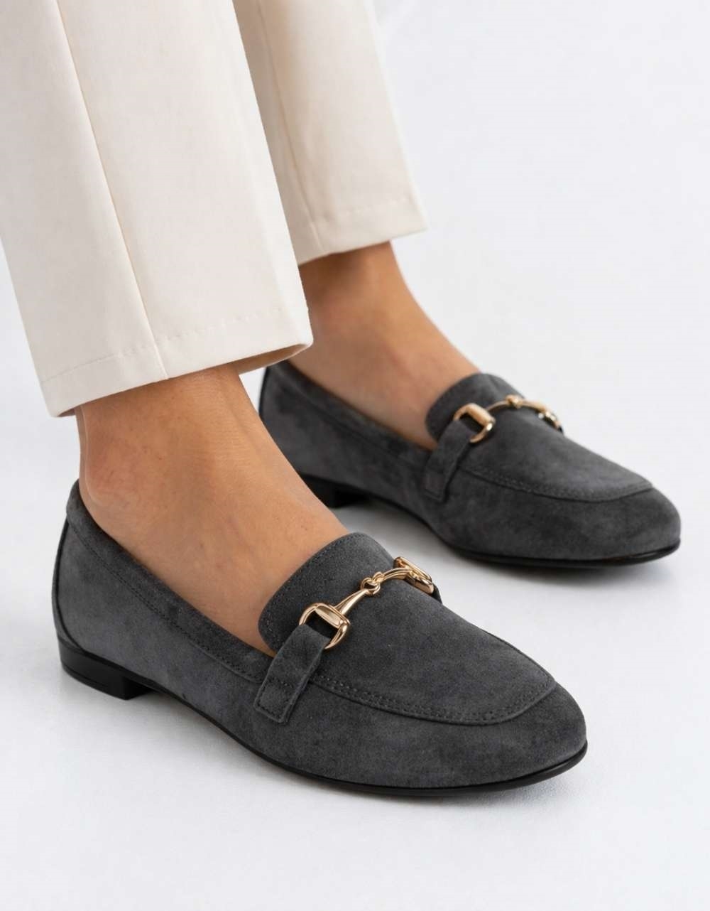 Εικόνα από Δερμάτινα loafers Ελληνικής κατασκευής με ανατομικό πάτο Γκρι