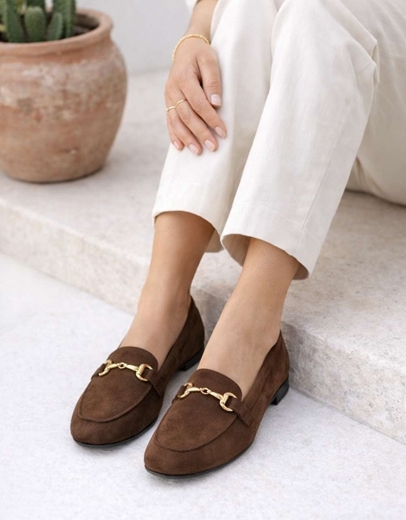 Εικόνα της Δερμάτινα loafers Ελληνικής κατασκευής με ανατομικό πάτο Καφέ