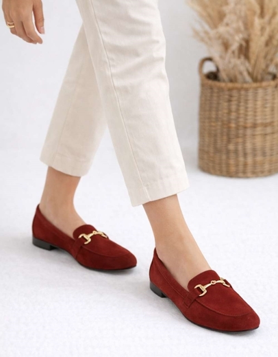 Εικόνα της Δερμάτινα loafers Ελληνικής κατασκευής με ανατομικό πάτο Μπορντώ