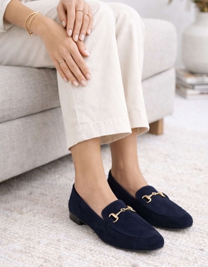 Εικόνα της Δερμάτινα loafers Ελληνικής κατασκευής με ανατομικό πάτο Μπλε