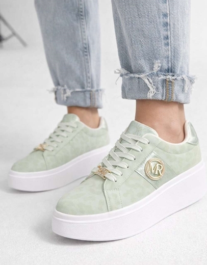 Εικόνα της Γυναικεία sneakers με διπλή σόλα και σχέδιο animal print Πράσινο