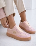 Εικόνα από Γυναικεία sneakers δίπατα με συνδιασμό υλικών Ροζ