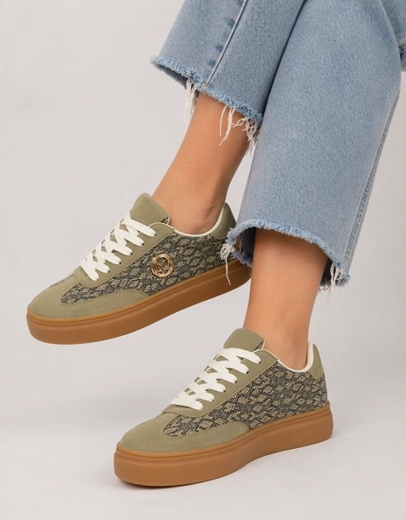 Εικόνα της Γυναικεία sneakers δίπατα με ιδιαίτερο σχέδιο Χακί