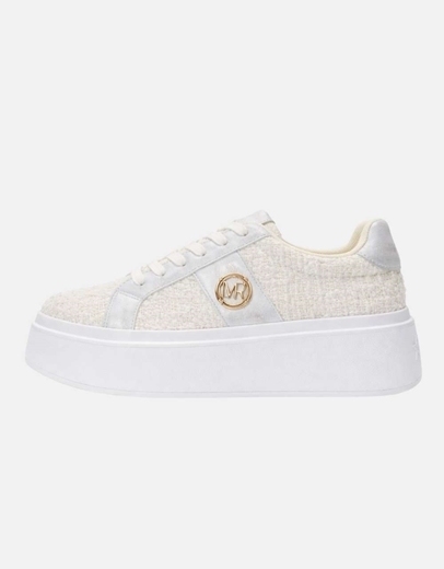 Εικόνα της Γυναικεία sneakers με διπλή σόλα και πλεκτή υφή Λευκό