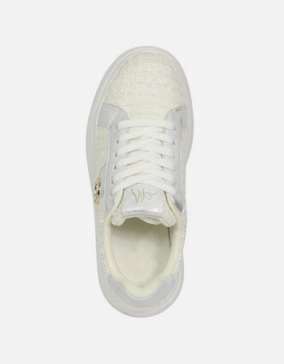 Εικόνα της Γυναικεία sneakers με διπλή σόλα και πλεκτή υφή Λευκό