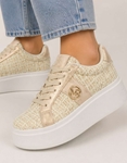 Εικόνα από Γυναικεία sneakers με διπλή σόλα και πλεκτή υφή Μπεζ