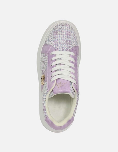 Εικόνα της Γυναικεία sneakers με διπλή σόλα και πλεκτή υφή Μωβ