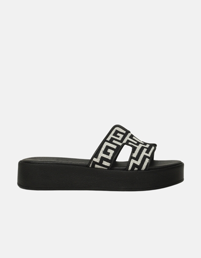 Εικόνα της Flatforms Ελληνικής κατασκευής με μοτίβο μαιάνδρου Μαύρο