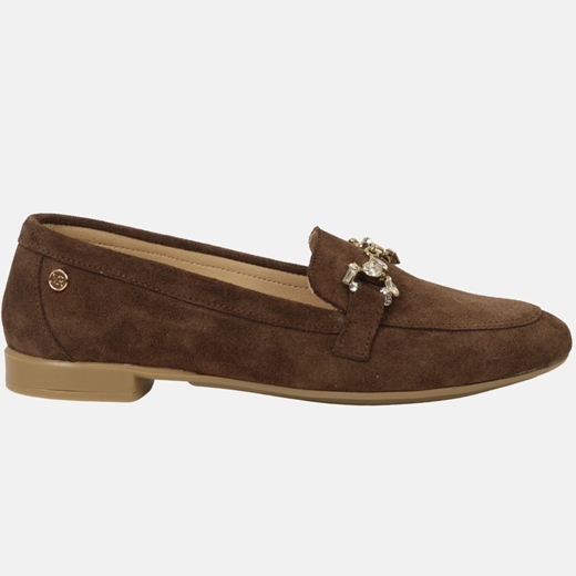 Εικόνα της Δερμάτινα loafers Ελληνικής κατασκευής με αγκάφα strass