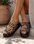 Εικόνα από Δερμάτινα flatforms Ελληνικής Κατασκευής με σχέδιο print Λεοπάρ