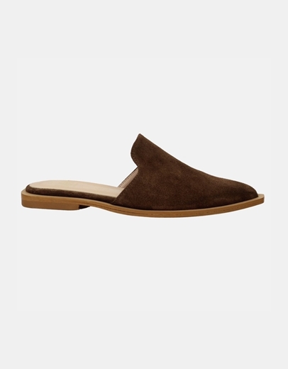 Εικόνα της Δερμάτινα mules suede Ελληνικής Κατασκευής Καφέ