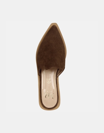 Εικόνα της Δερμάτινα mules suede Ελληνικής Κατασκευής Καφέ