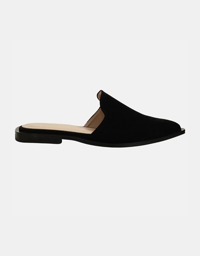 Εικόνα της Δερμάτινα mules suede Ελληνικής Κατασκευής Μαύρο